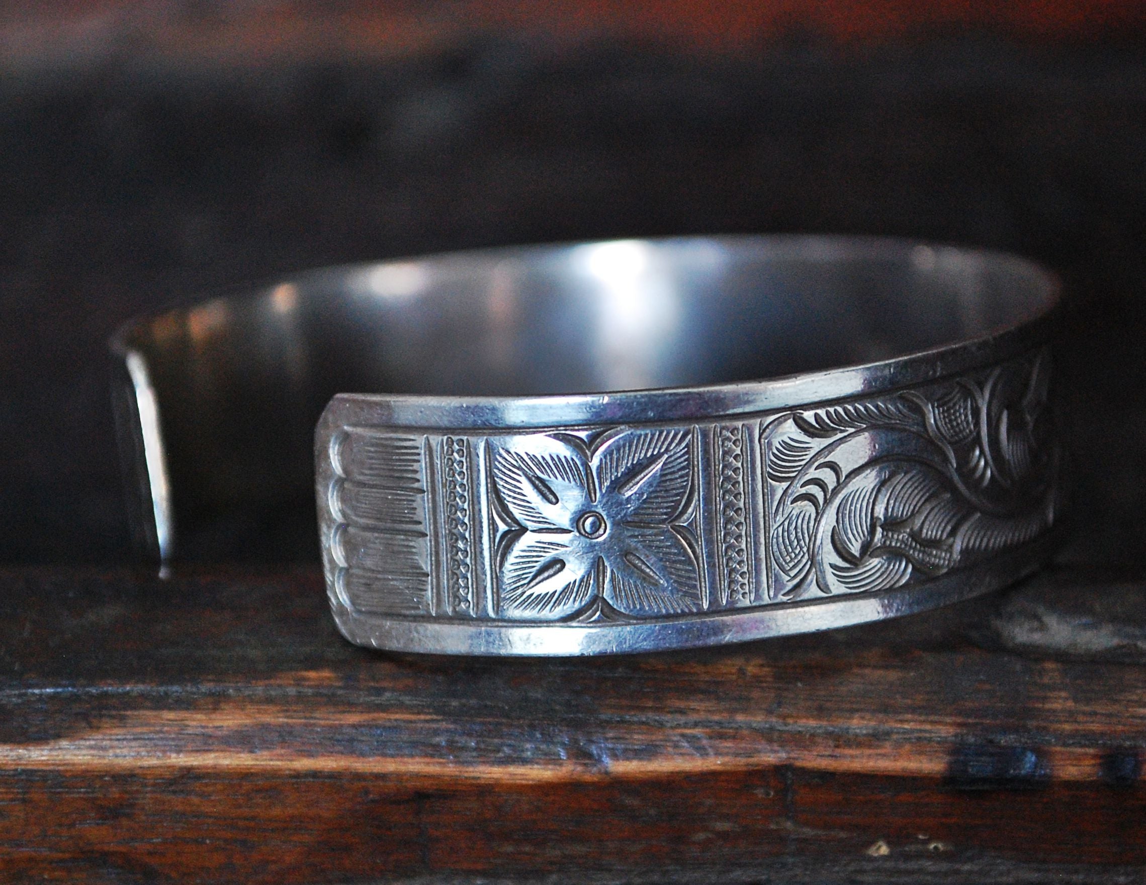 Hill Tribe Engraved Silver Bracelet