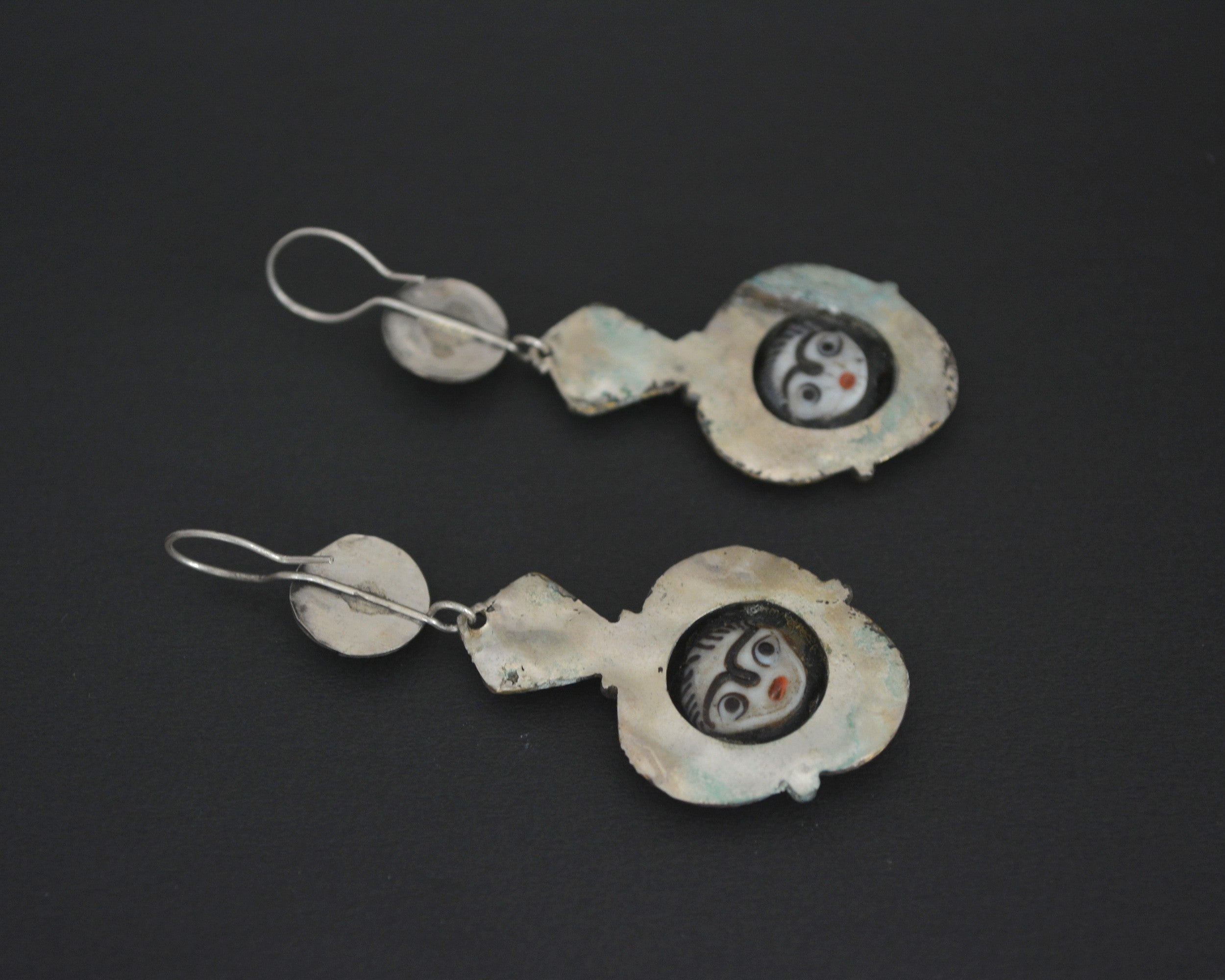 Afghani Dangle Earrings with Face Beads