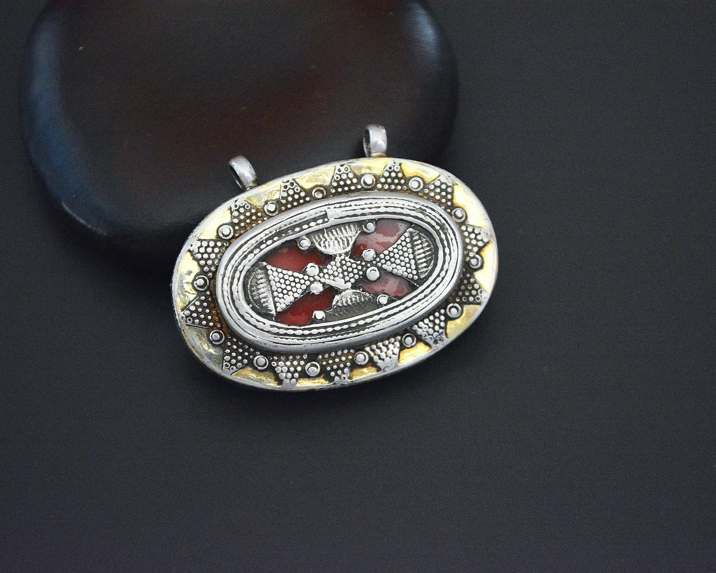 Gilded Silver Kazakh Pendant with Two Bales