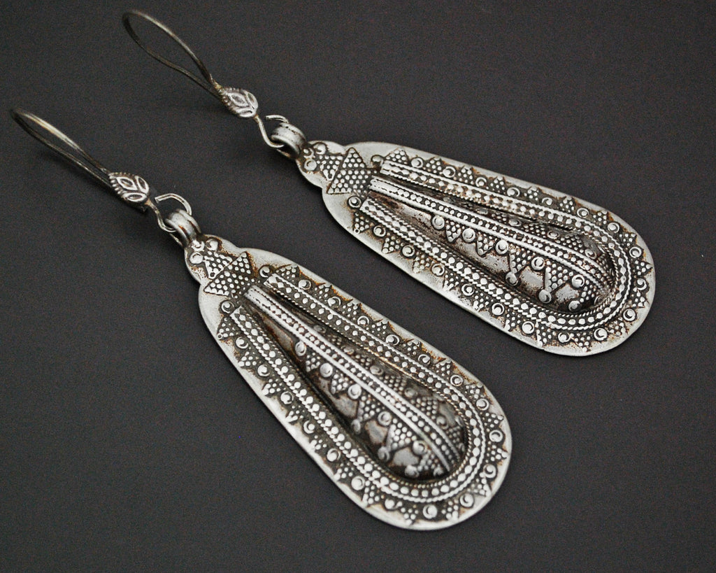 Vintage Long Kazakh Silver Earrings