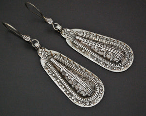 Vintage Long Kazakh Silver Earrings