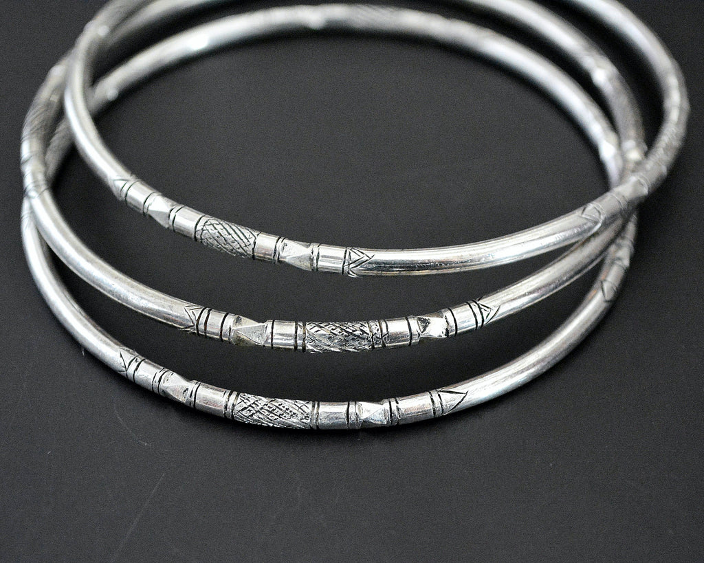 Tuareg Silver Bangle Bracelet - TRIO