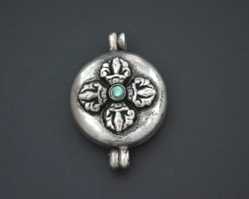 Nepali Gau Box Pendant with Turquoise