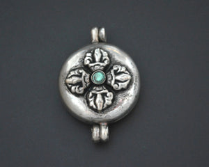 Nepali Gau Box Pendant with Turquoise