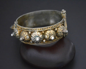 Yemeni Bedouin Gilded Silver Bracelet - Hinged - Small Size
