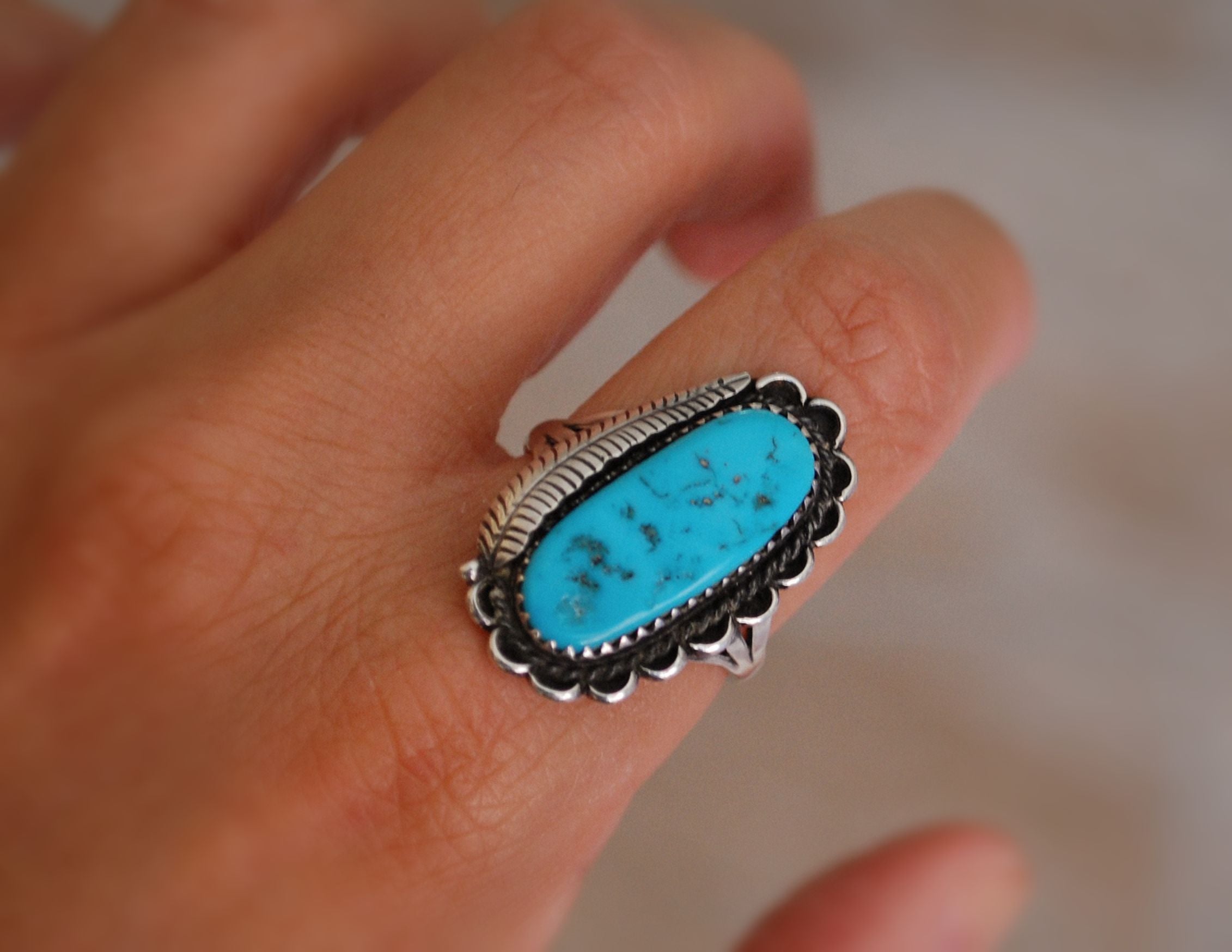 Native American Navajo Turquoise Ring - Size 9