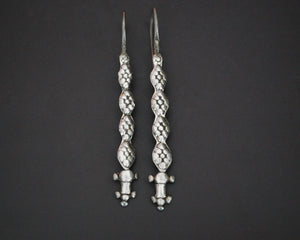 Antique Long Afghani Silver Earrings