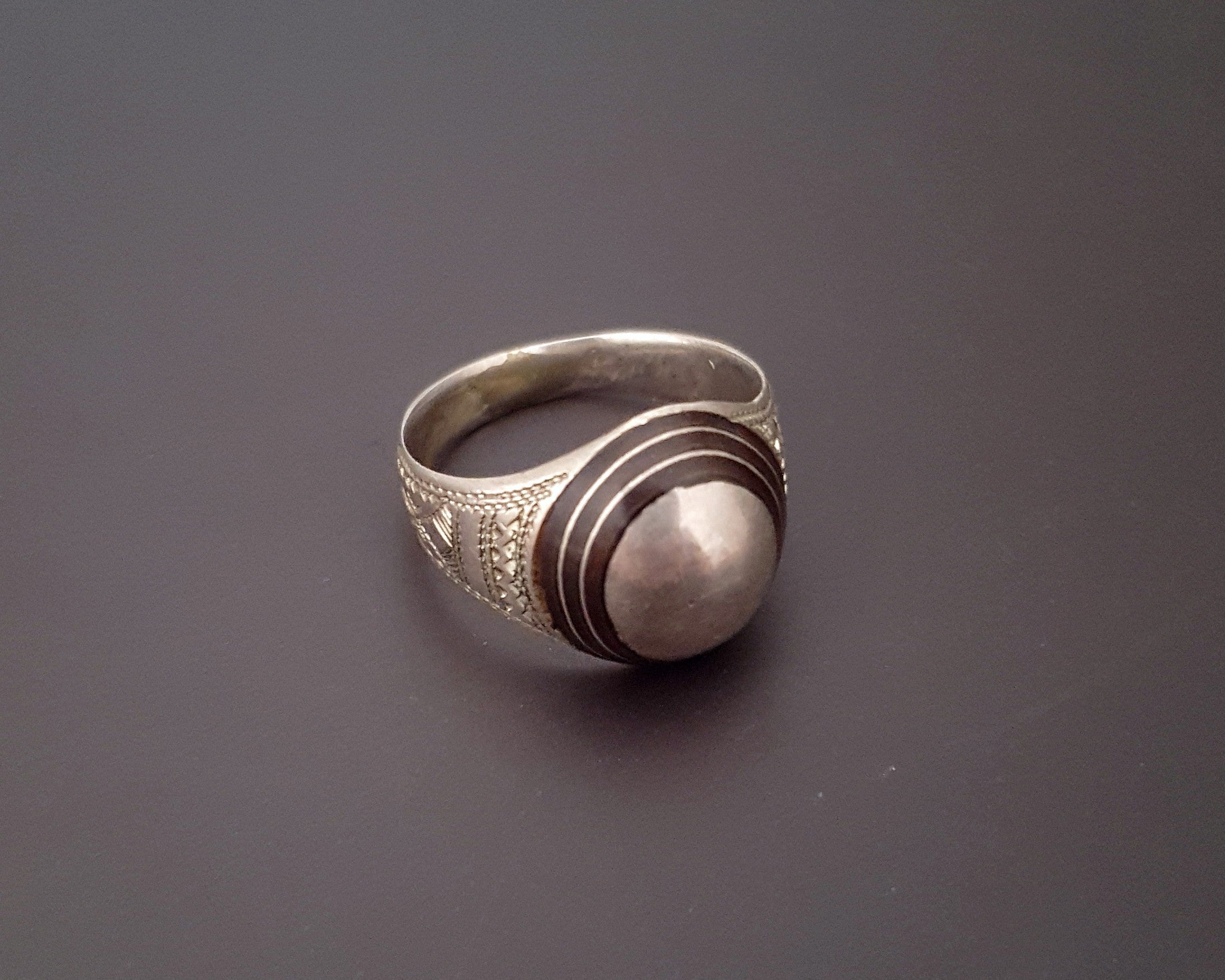 Tuareg Ring with Ebony Inlay - Size 7.5