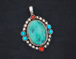 Nepali Turquoise Coral Pendant