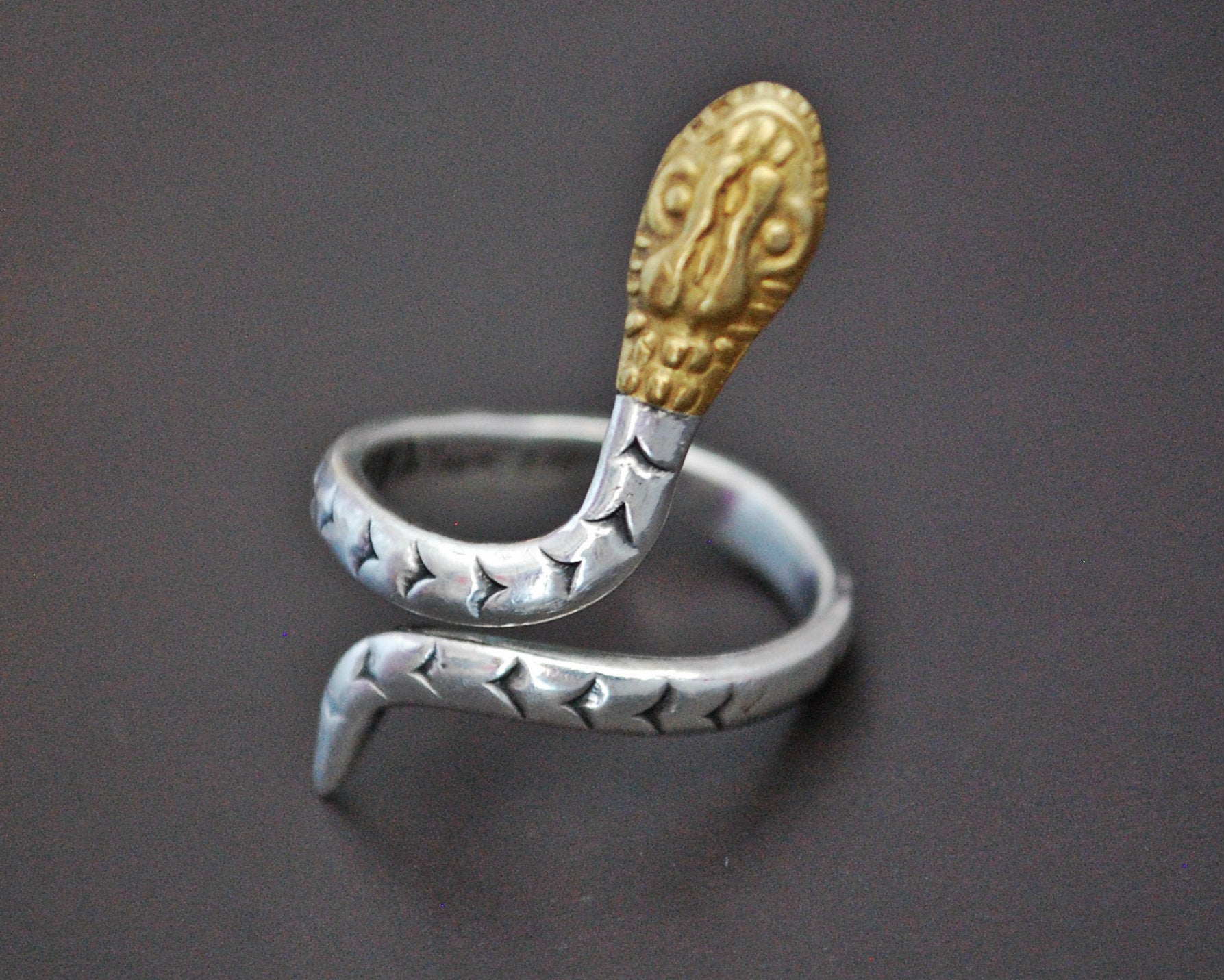 Mexican Snake Ring with Brass Head - Size 6