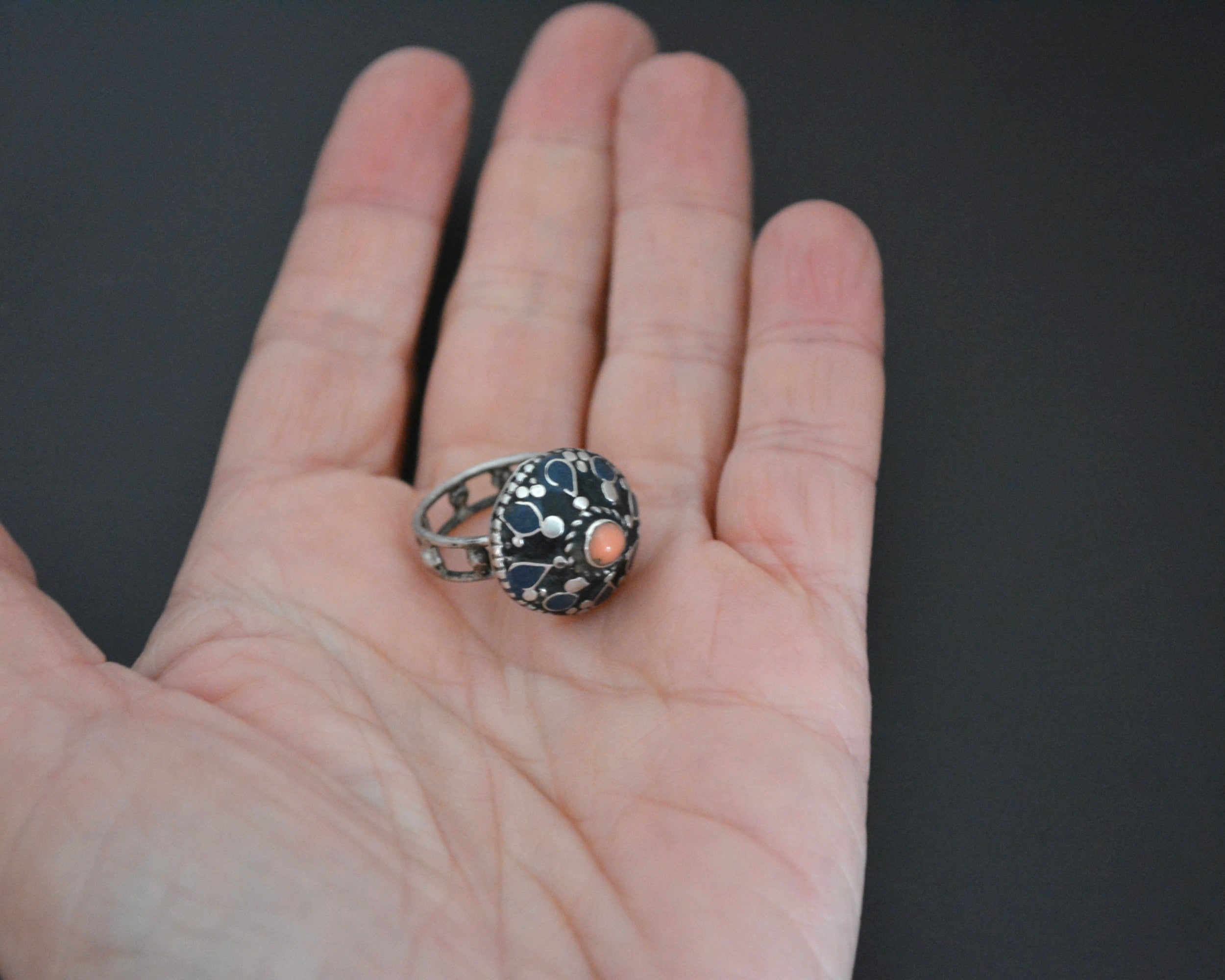 Old Afghani Coral Ring - Size 6