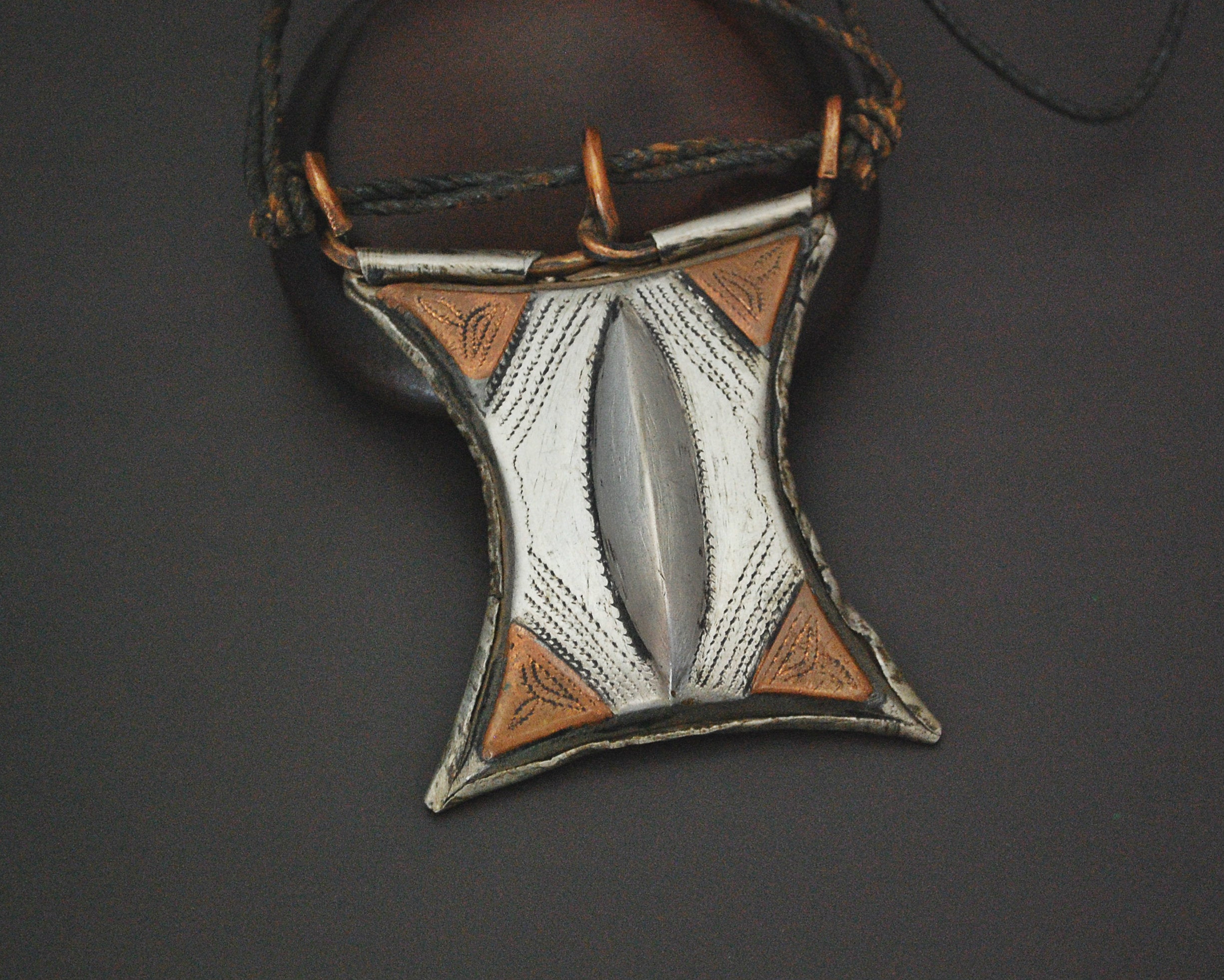 Tuareg Tcherot Amulet Necklace on Leather Cord
