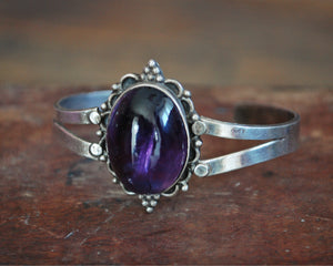 Ethnic Amethyst Cuff Bracelet from India