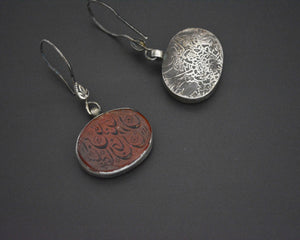 Carnelian Carved Dangle Earrings