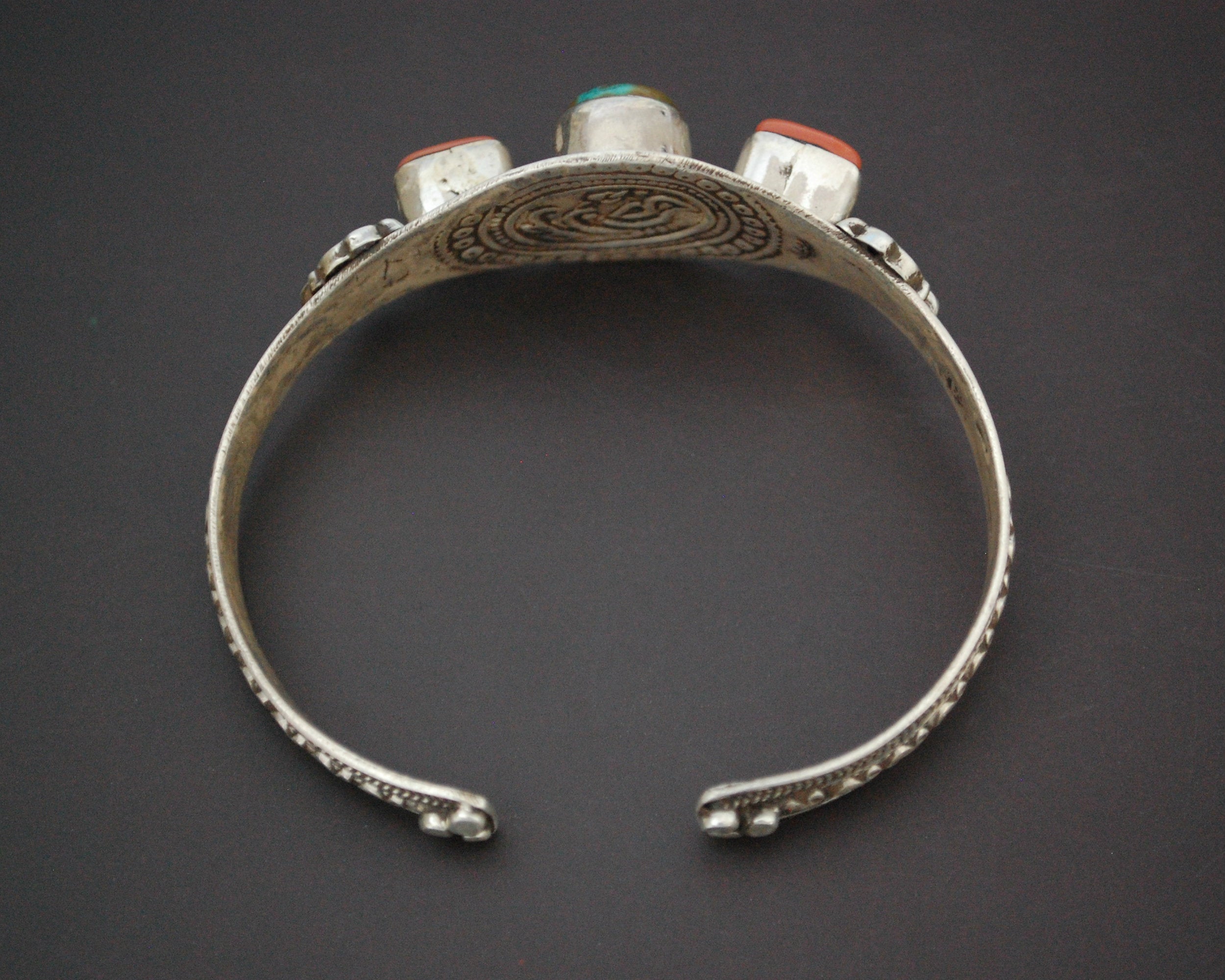 Nepali Turquoise Coral Cuff Bracelet