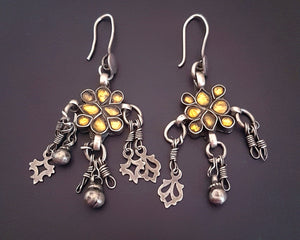 Rajasthani Earrings with Yellow Glass