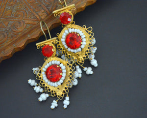 Gilded Uzbek Pearl Glass Earrings