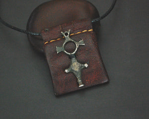 Tuareg Cross Leather Talisman Pendant on Cord