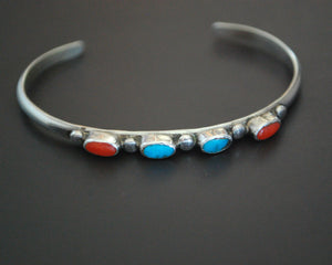 XSmall Ethnic Turquoise Coral Cuff Bracelet