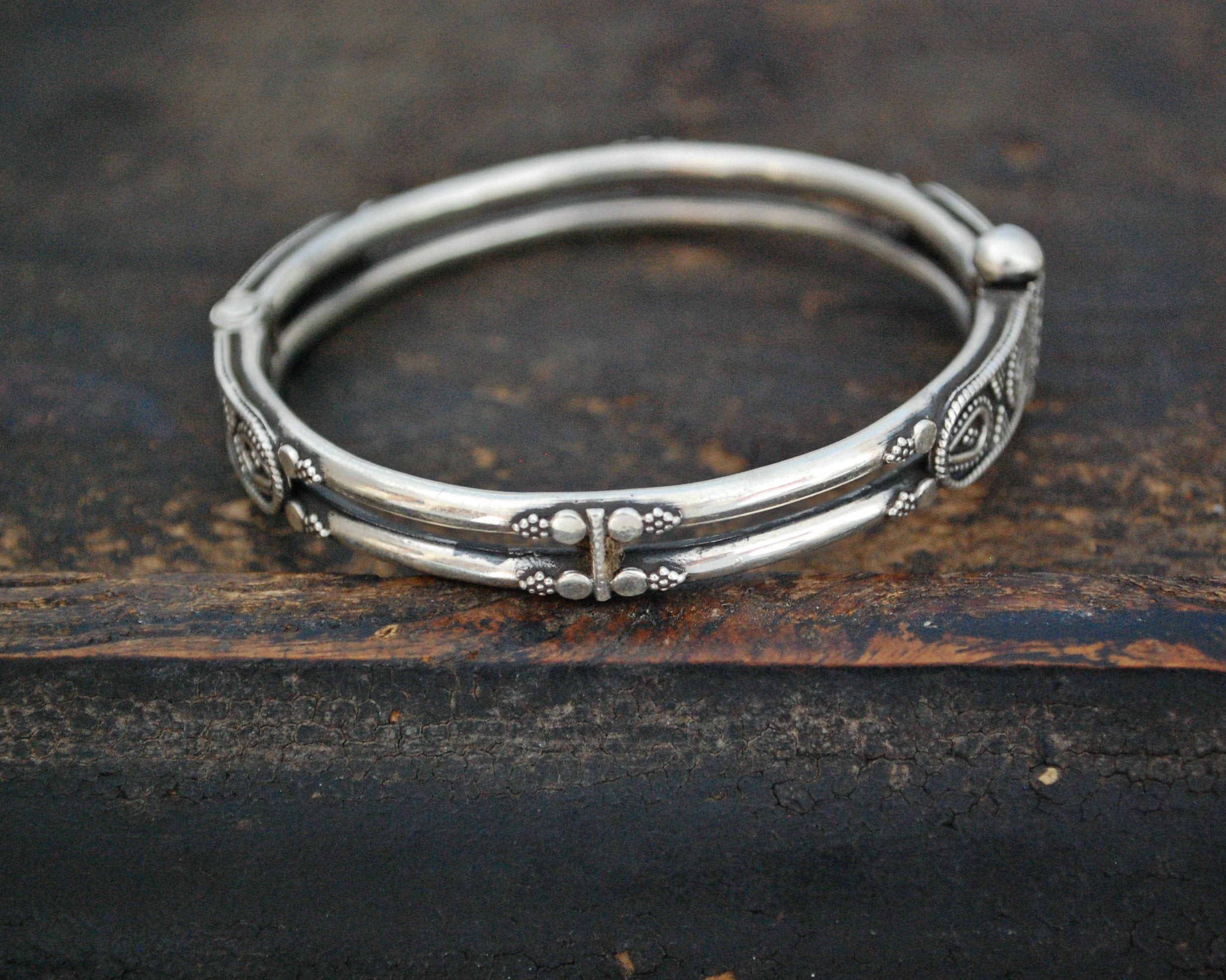 Indian Silver Bracelet - Double Row