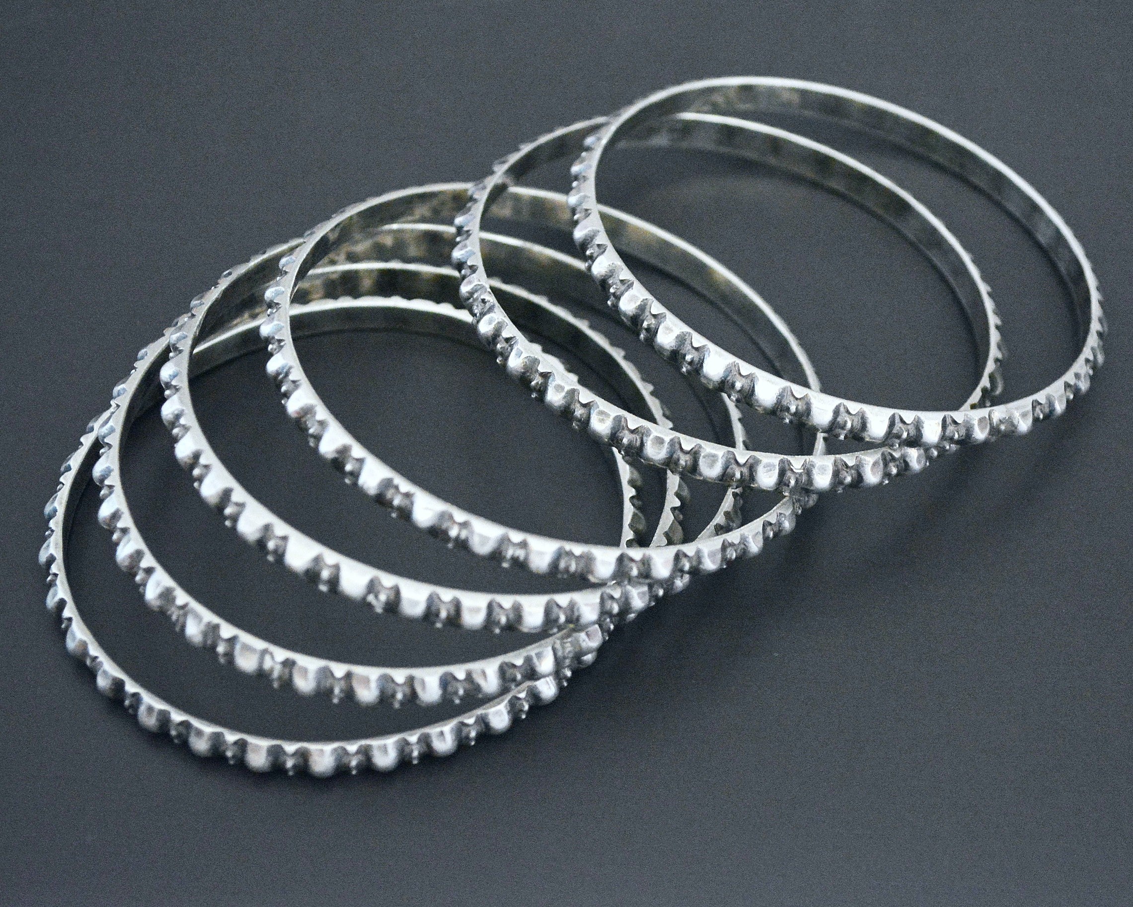 Rajasthani Silver Bangle Bracelet - Set of Six