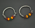 Tribal Indian Hoop Earrings with Colorful Beads