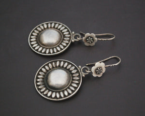 Indian Silver Dangle Earrings with Flower