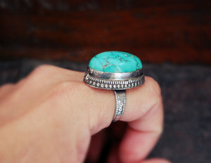 Large Nepali Turquoise Ring - Size 7.5