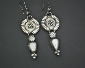 Rajasthani Flowery Silver Earrings with Dangles