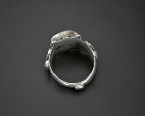 Old Afghani Coral and Carnelian Ring - Size 10.5