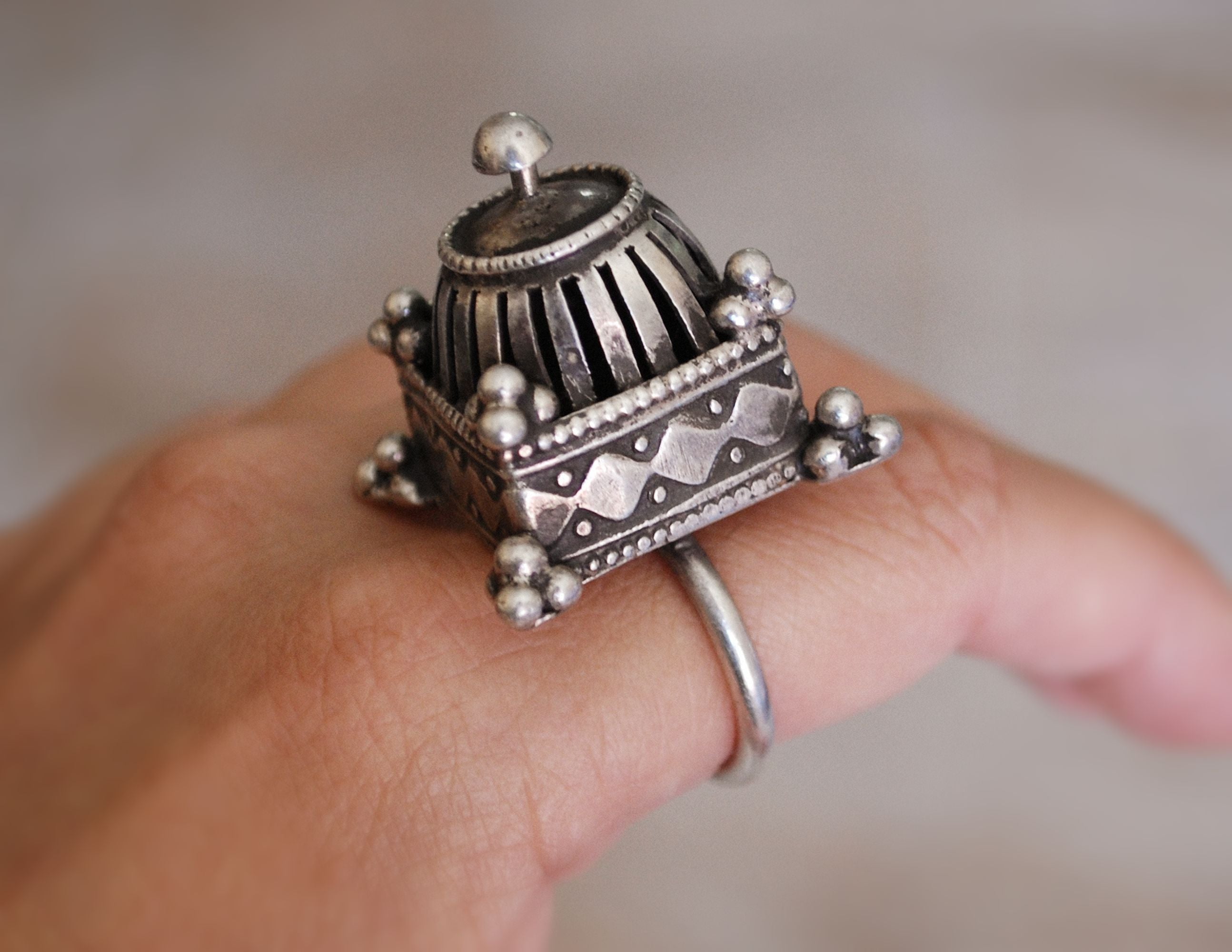 Antique Rajasthani Silver Ring - Size 8