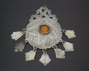 Berber Head Ornament with Glass and Dangles - Pendant