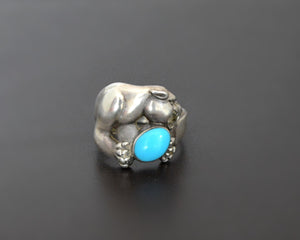 Jaguar Turquoise Silver Ring - Size 8.5