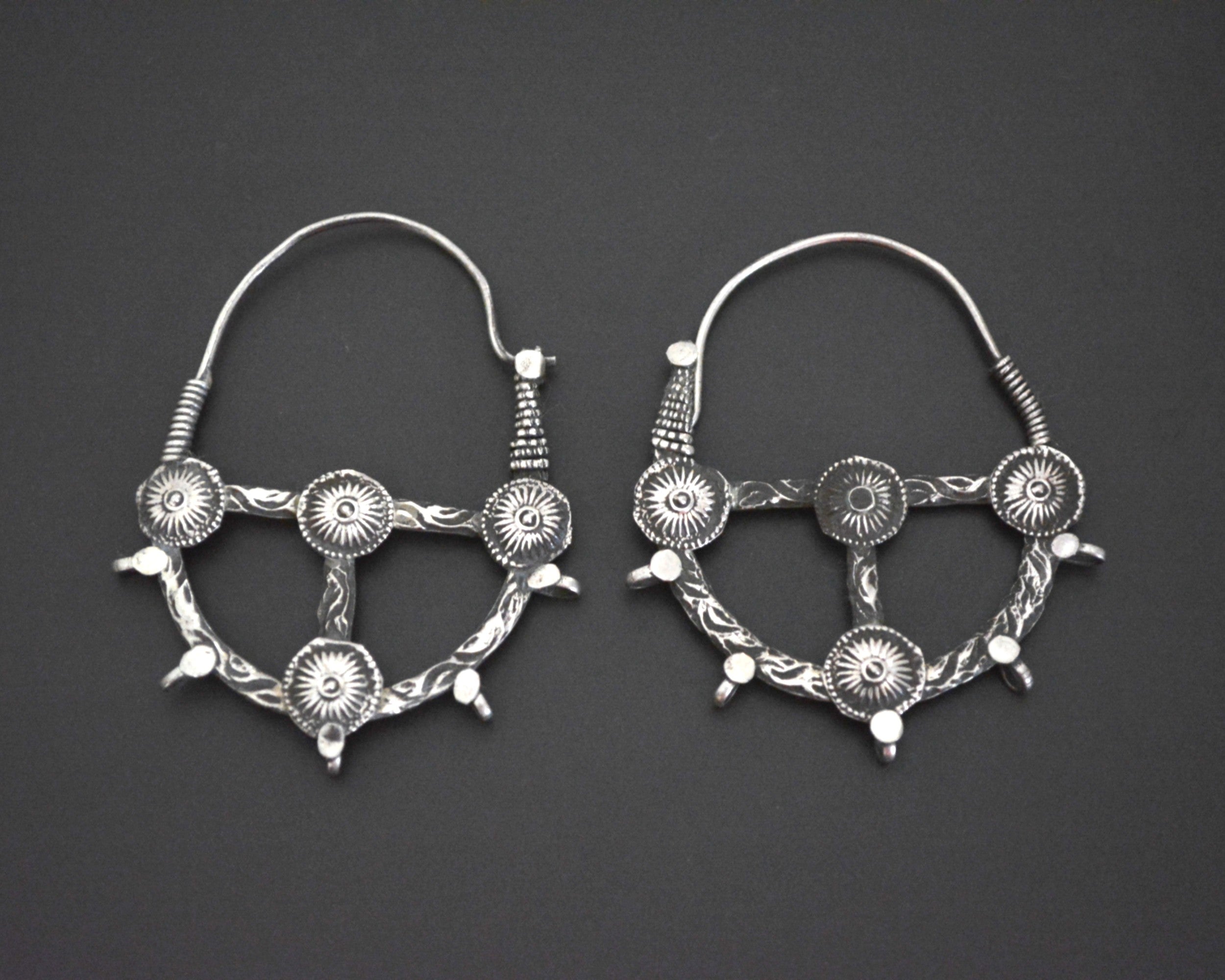 Afghani Tribal Hoop Earrings with Discs