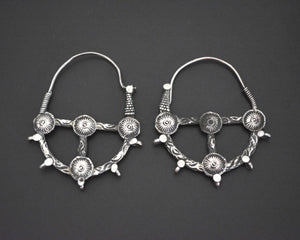 Afghani Tribal Hoop Earrings with Discs
