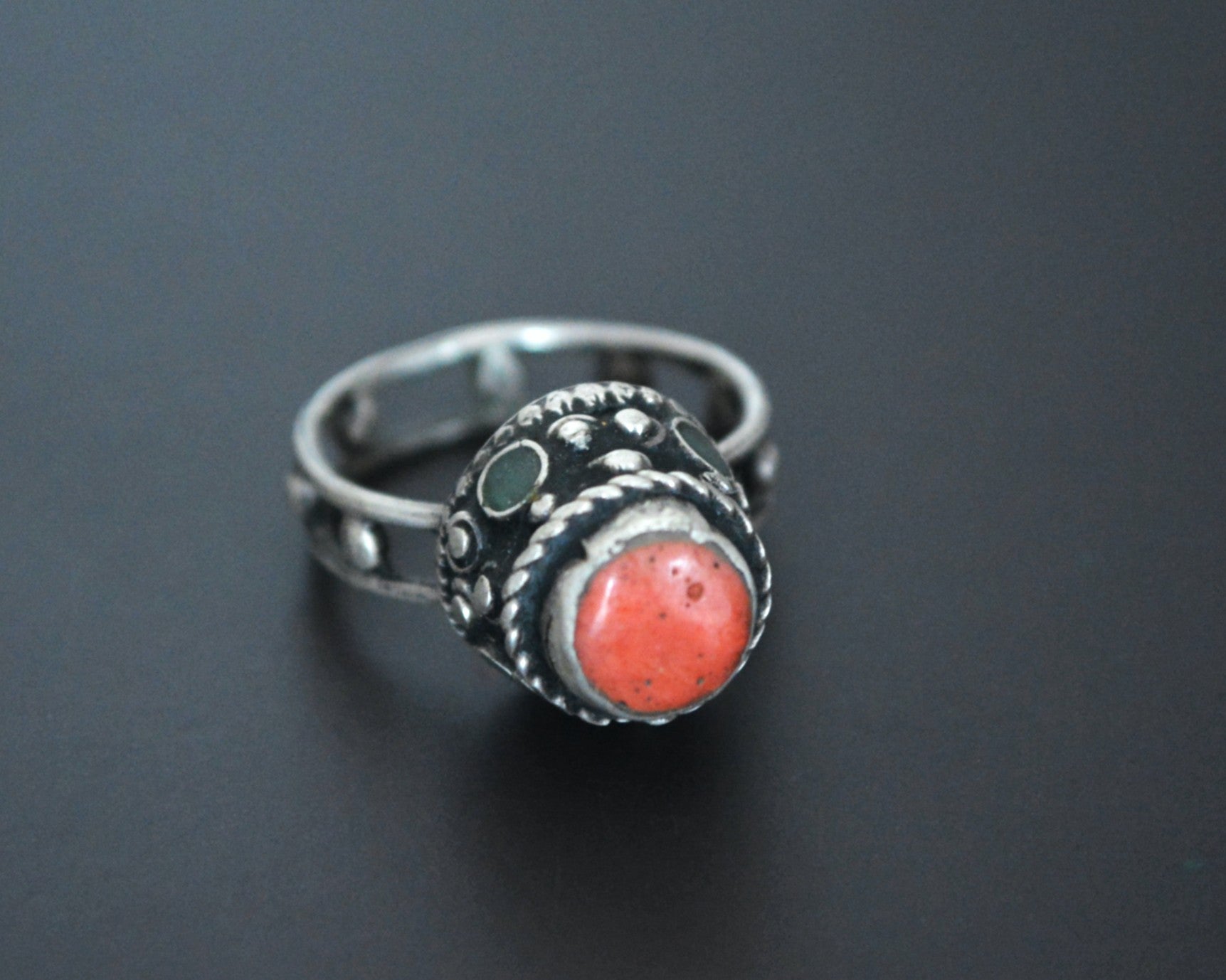 Reserved for R. - Old Afghani Coral Ring - Size 7