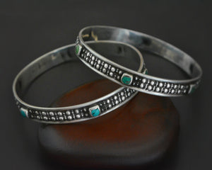 Ethnic Turquoise Bangle Bracelet - PAIR