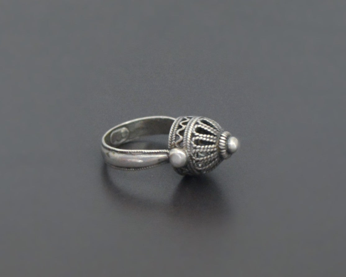 Yemeni Silver Filigree Ring - Size 5.75