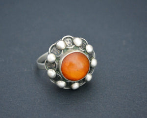 Ethnic Older Amber Ring - Size 7.5
