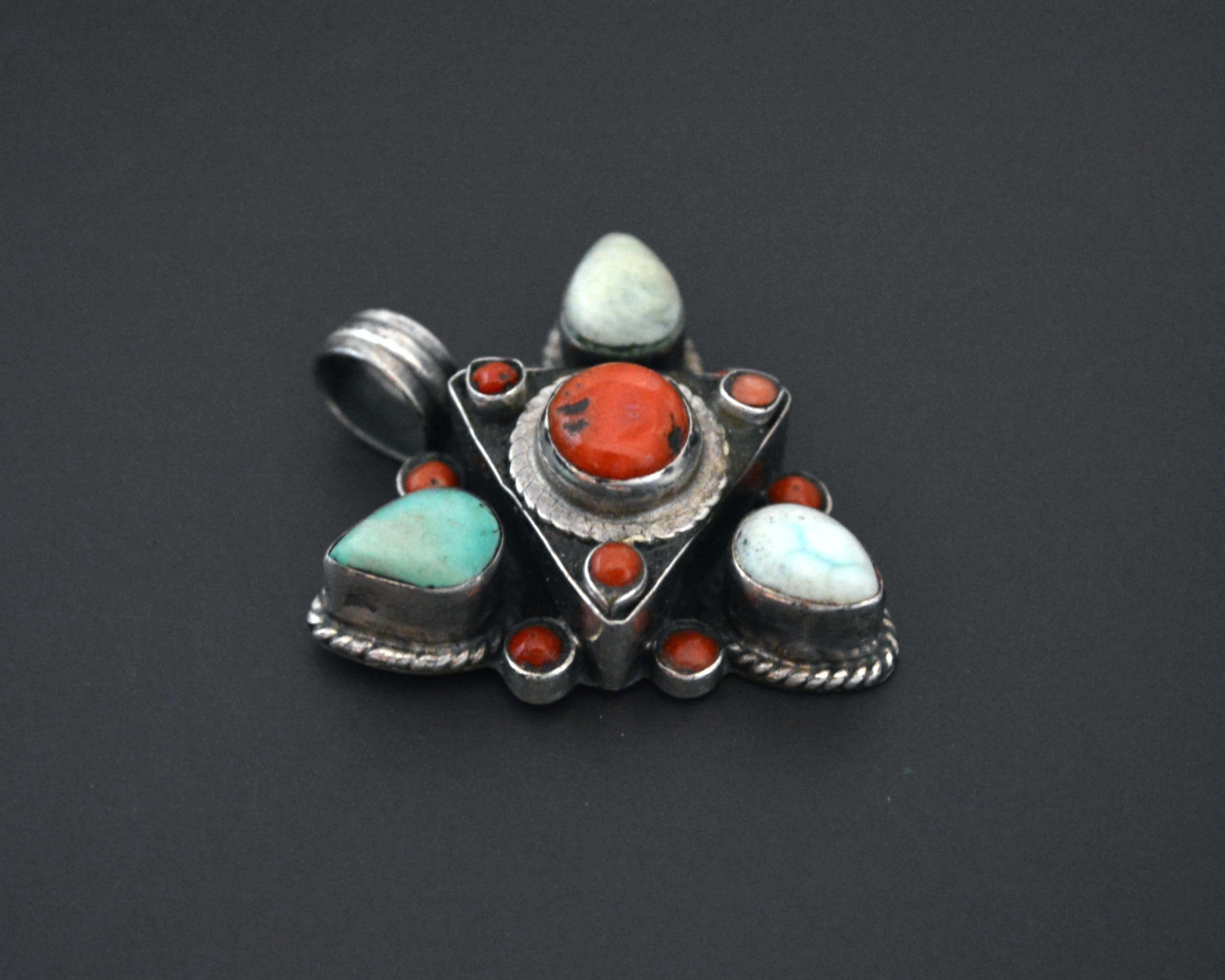 Nepali Turquoise Coral Pendant