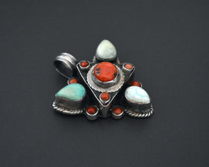 Nepali Turquoise Coral Pendant