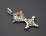 Tuareg Silver Cross with Coral
