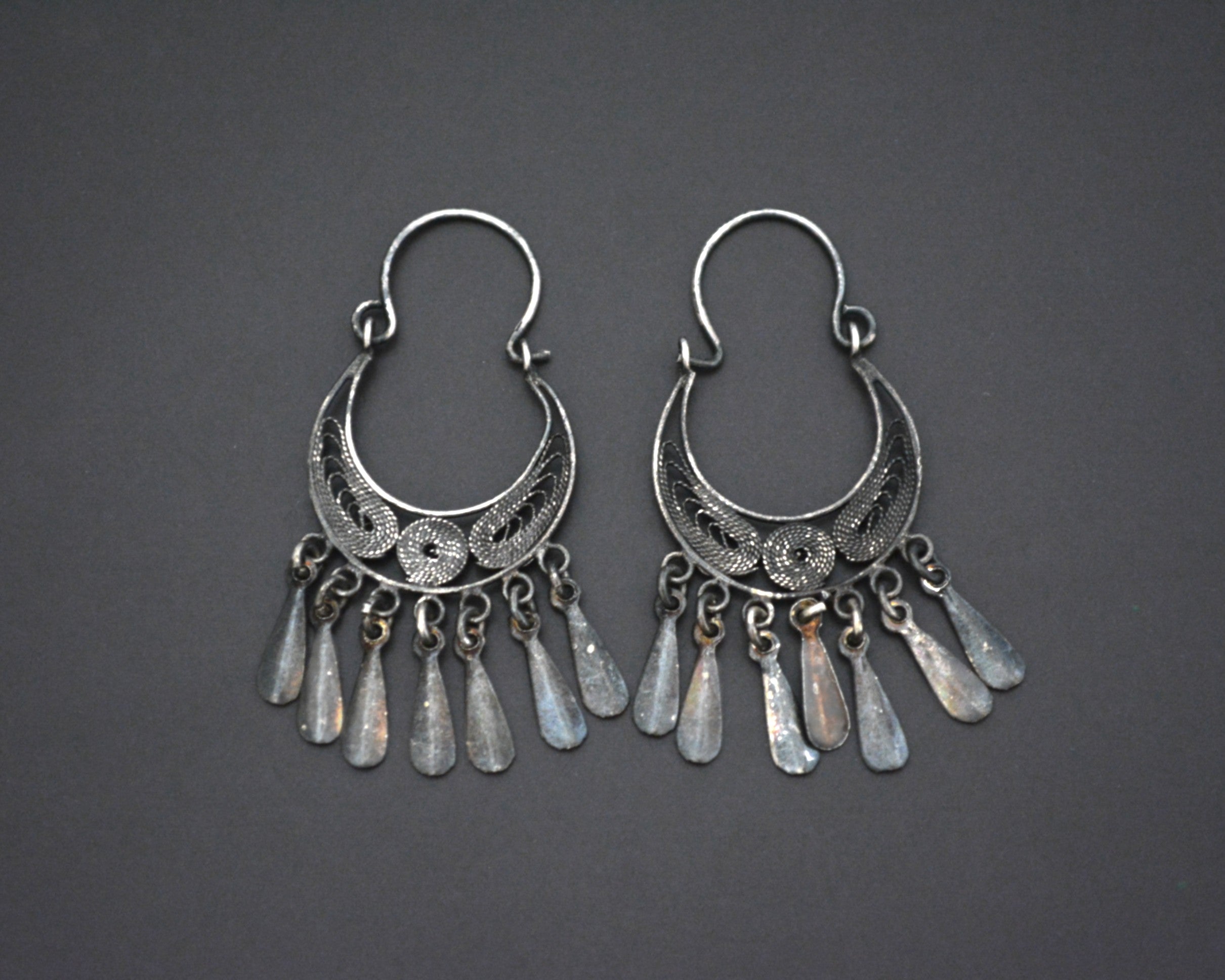 Filigree Hoop Earrings with Dangles
