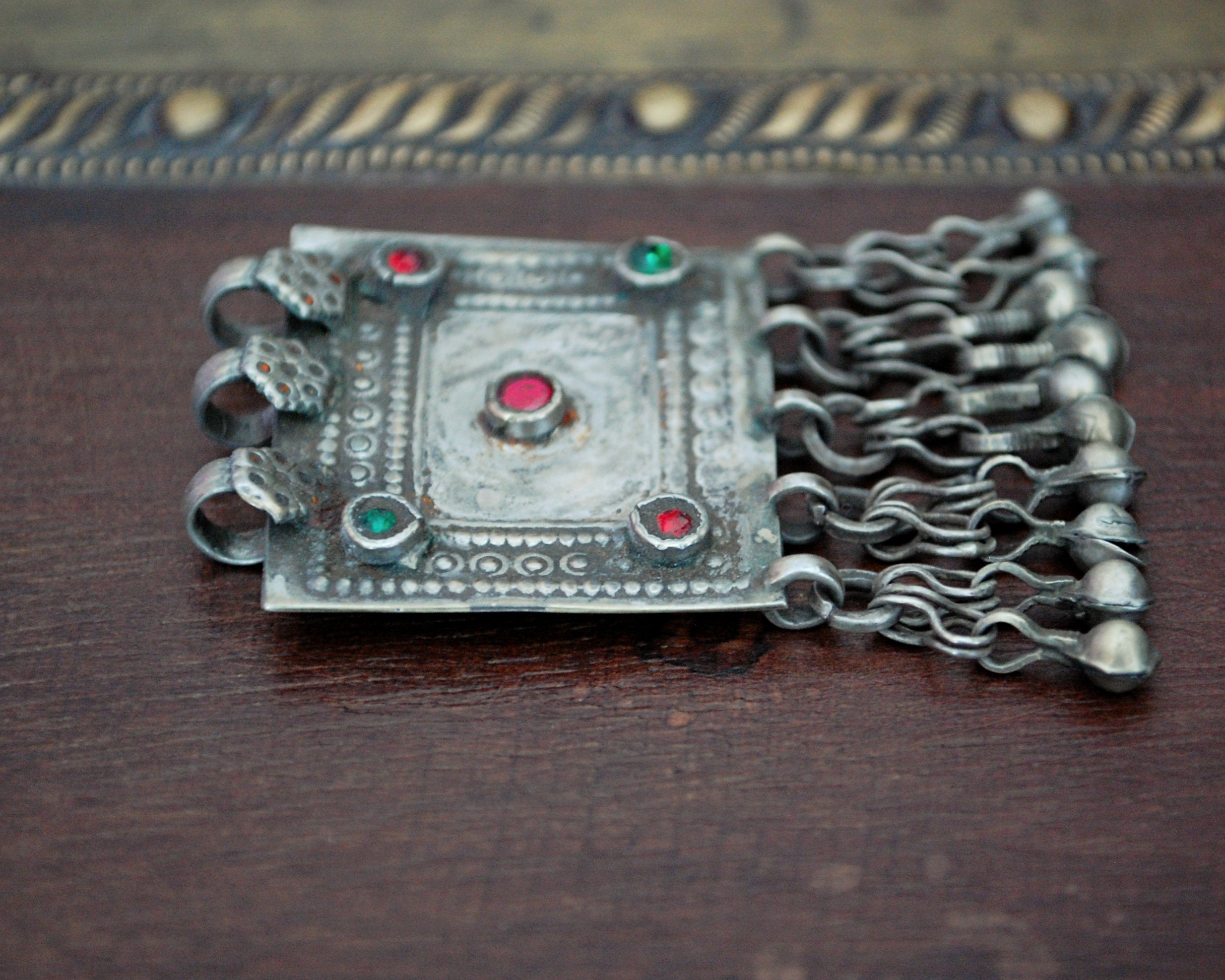Antique Afghani Silver Pendant with Tassels