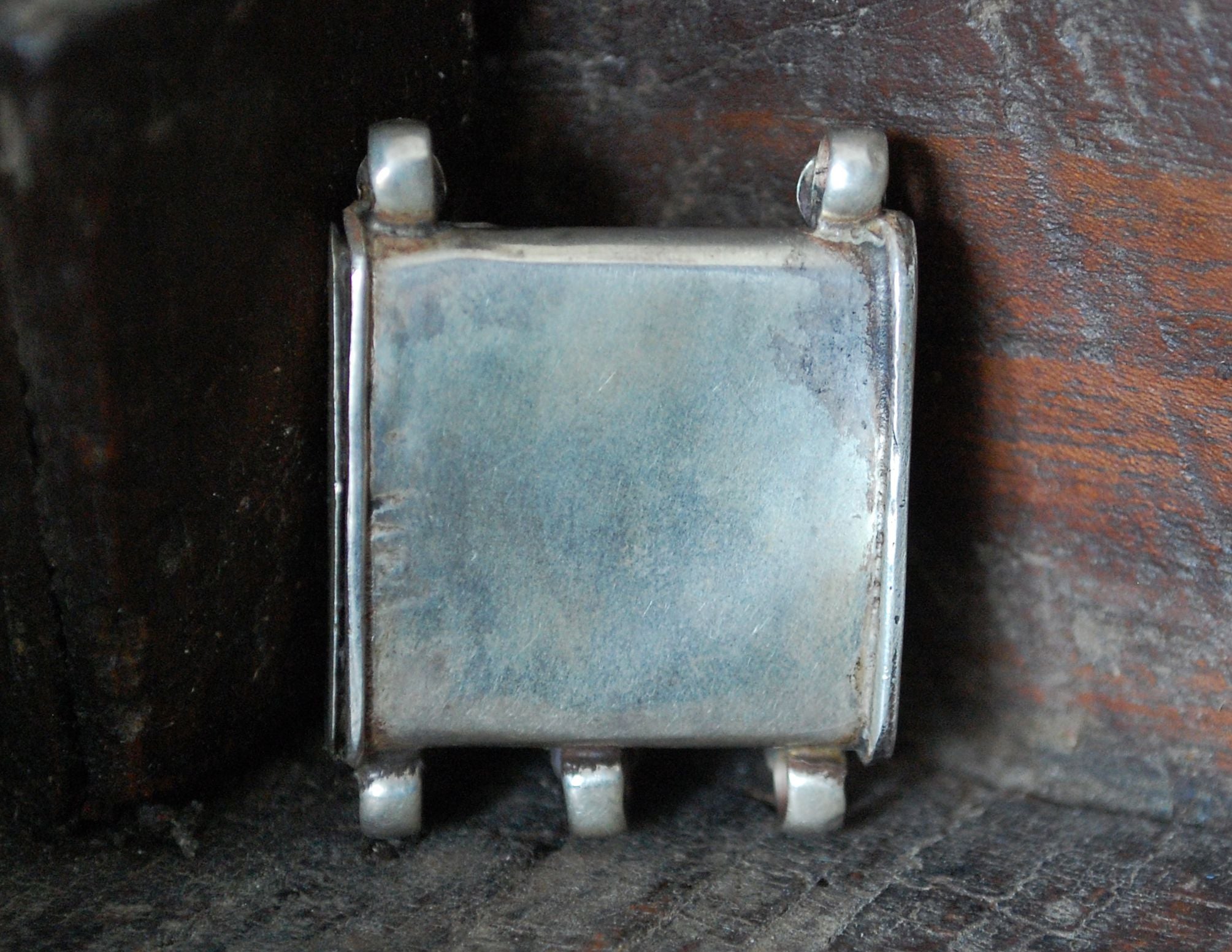 Indian Openable Silver Box Container with Tiger Eye
