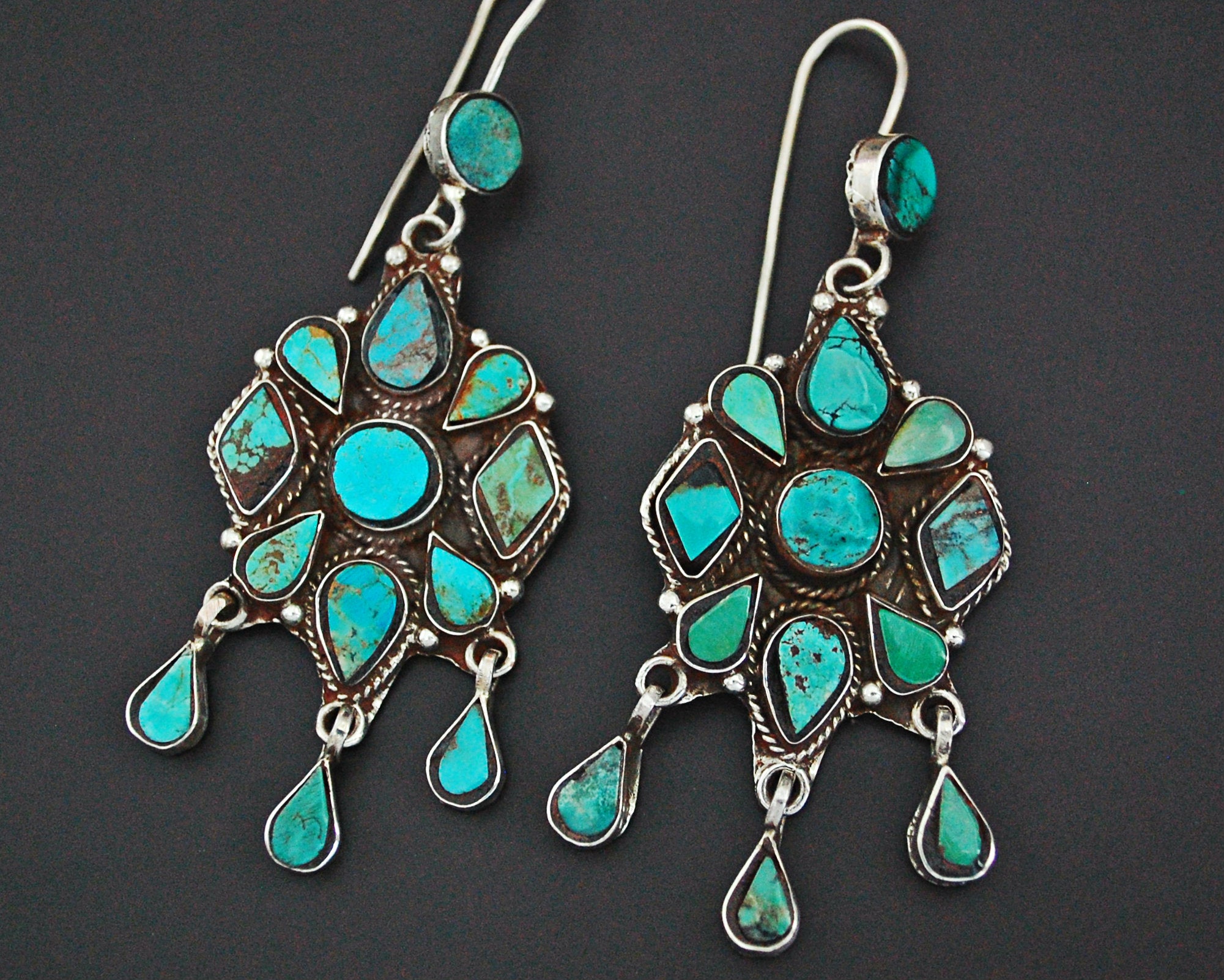 Wonderful Turquoise Earrings from India with Dangles