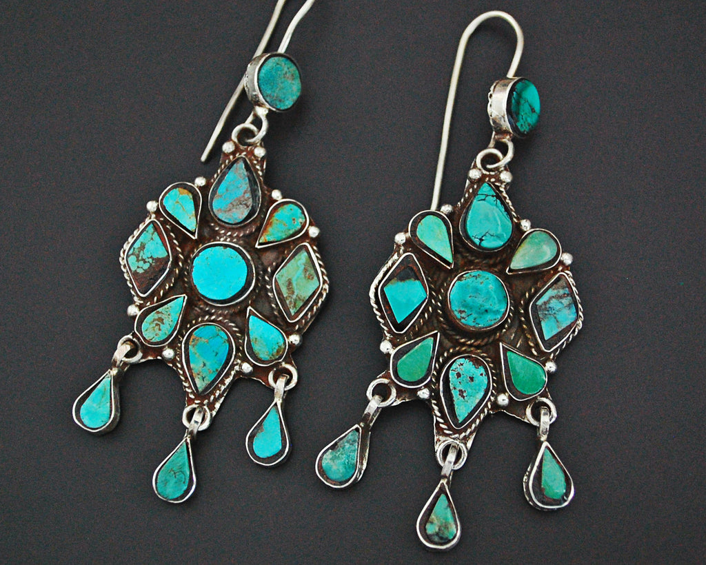 Wonderful Turquoise Earrings from India with Dangles
