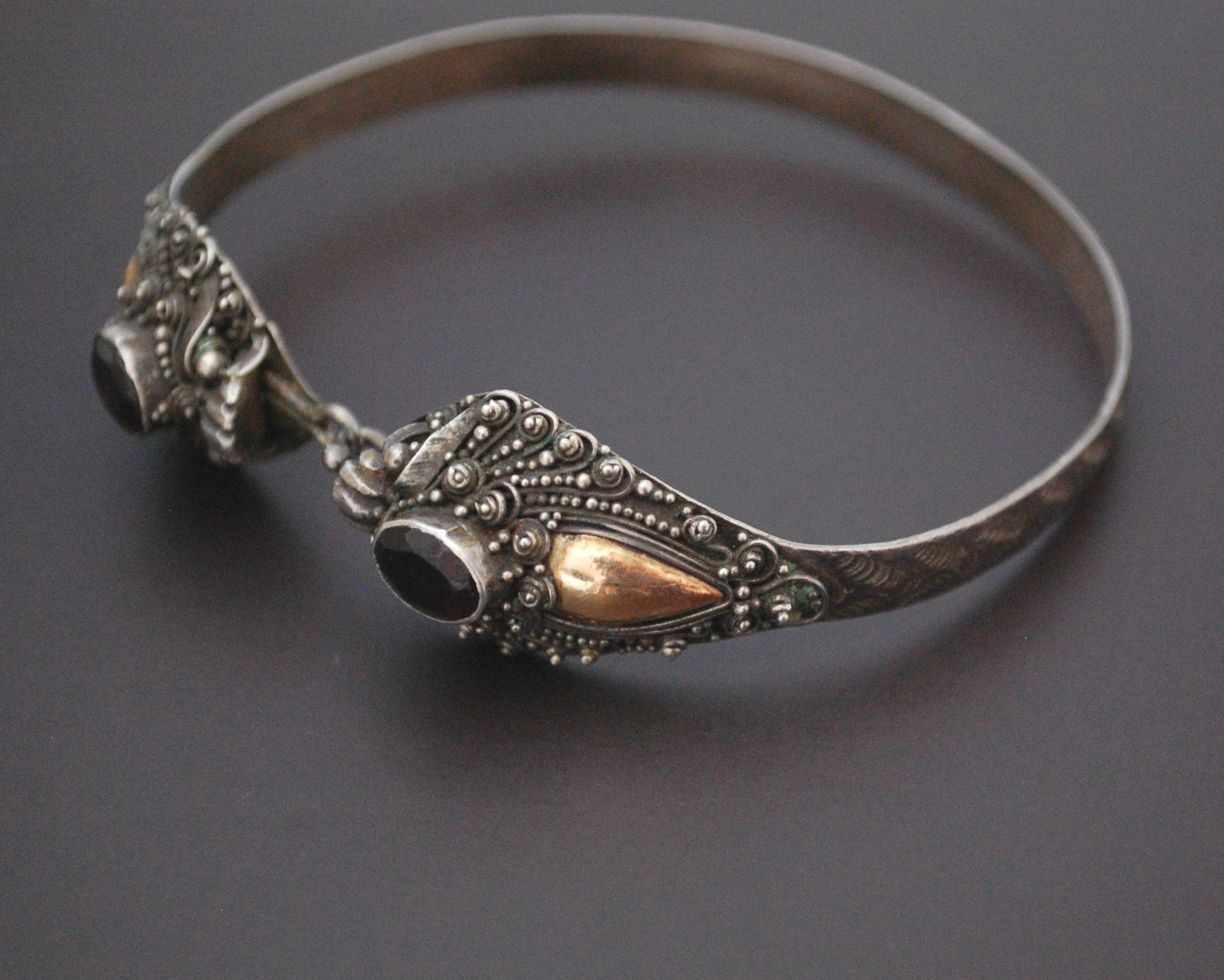Double Dragon Garnet Bracelet from Bali - MEDIUM