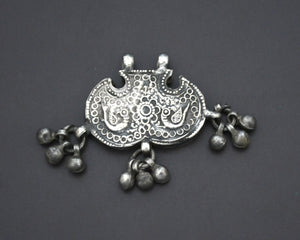 Rajasthani Silver Peacock Pendant with Bells