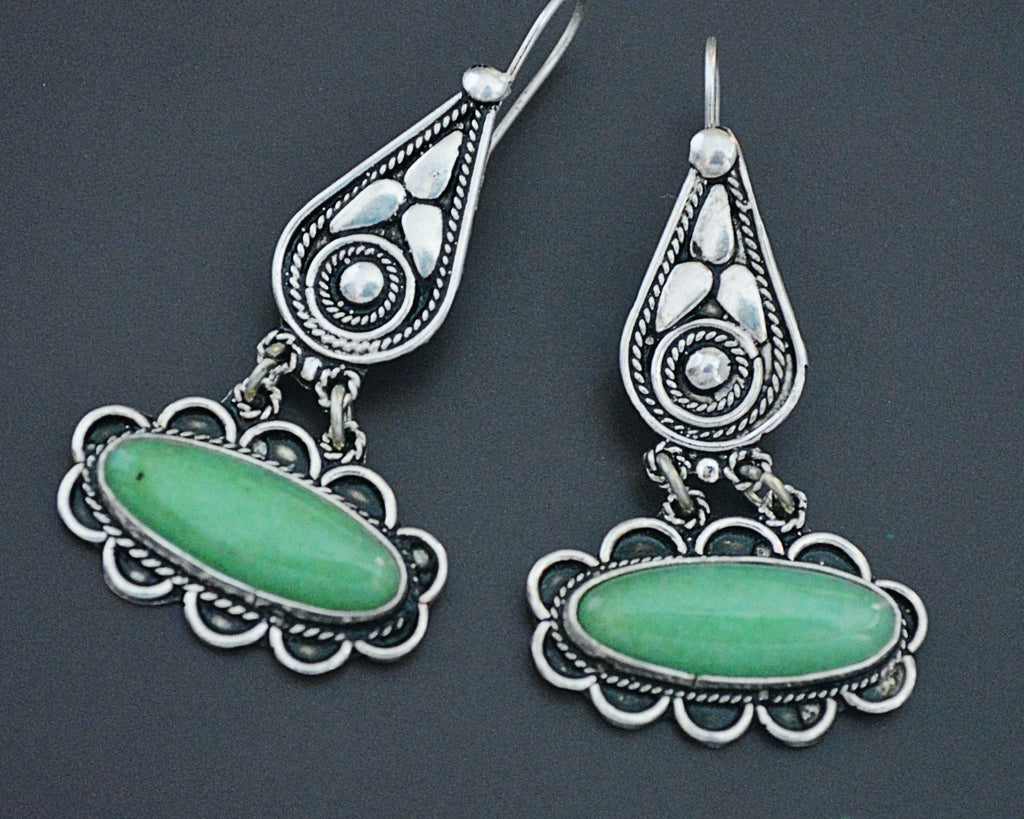 Ethnic Chrysoprase Dangle Earrings
